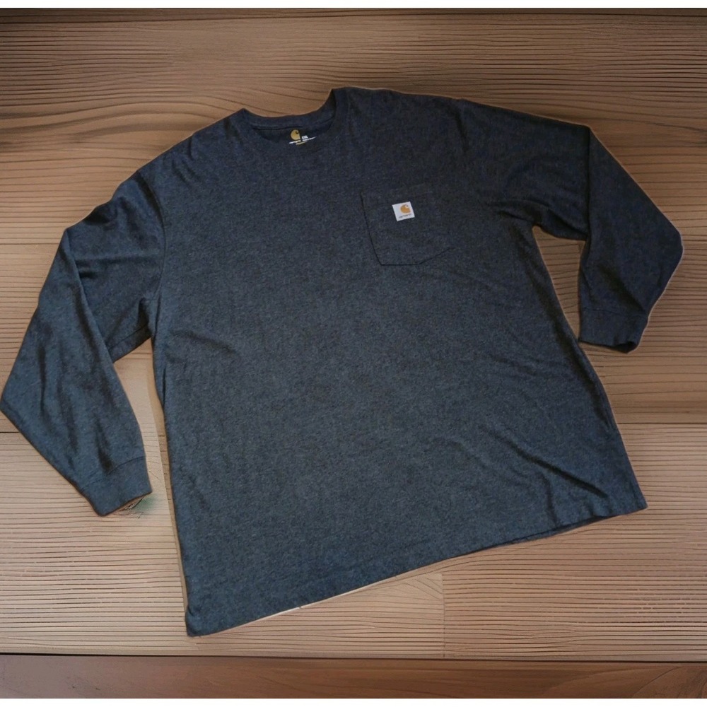 Carhartt Pocket Tee Men Sz 2XL Long Sleeve Original Fit Durable Hard Work GRAY‎